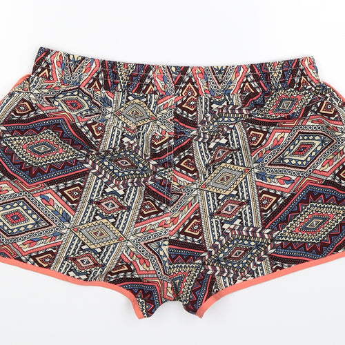Denim Co Womens Multicoloured Geometric  Hot Pants Shorts Size 10