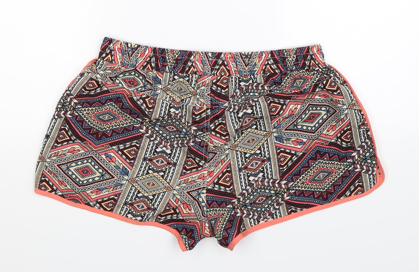 Denim Co Womens Multicoloured Geometric  Hot Pants Shorts Size 10