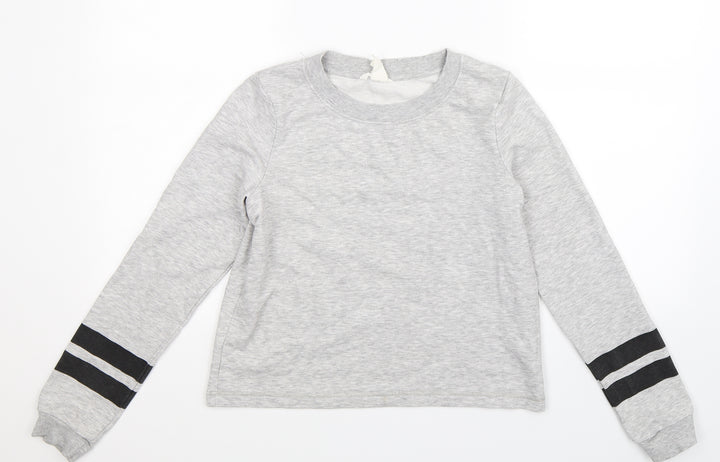 H&M Girls Grey Striped Pullover Sweatshirt Size 13-14 Years