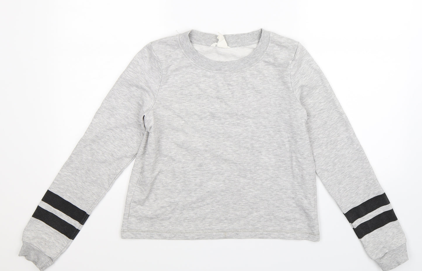 H&M Girls Grey Striped  Pullover Sweatshirt Size 13-14 Years