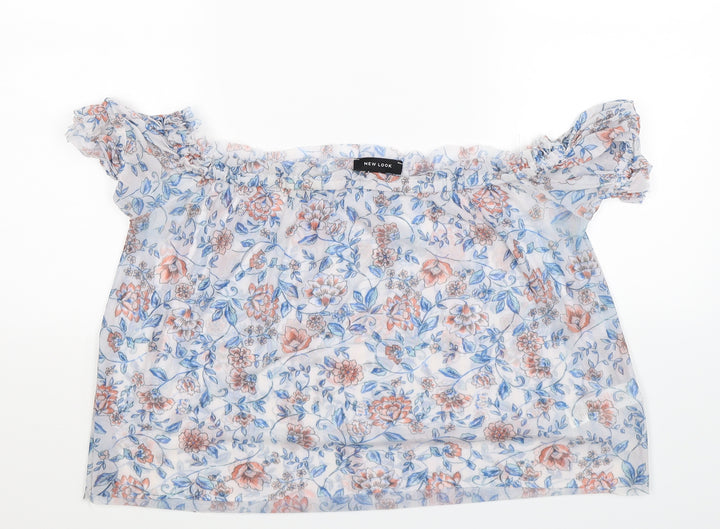 New Look Womens White Floral  Basic Blouse Size 12