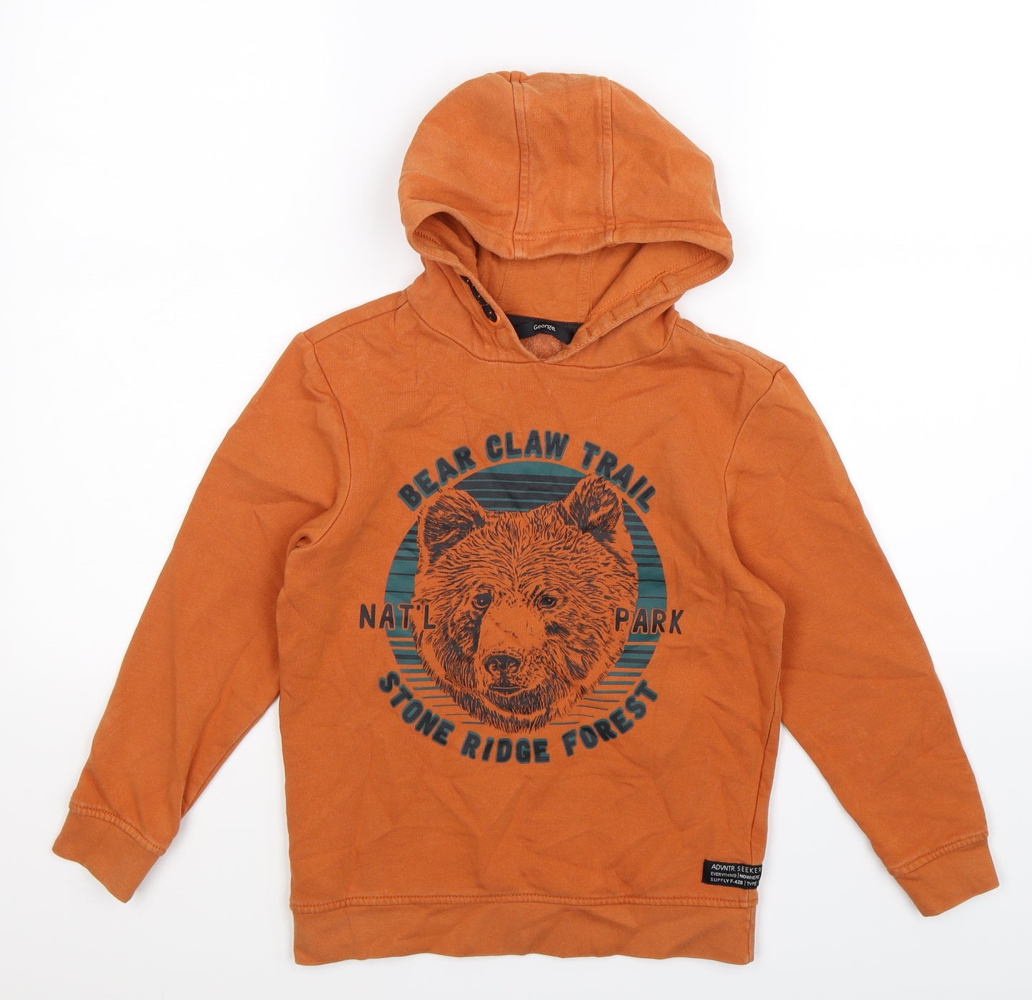 George Boys Orange   Pullover Hoodie Size 8-9 Years