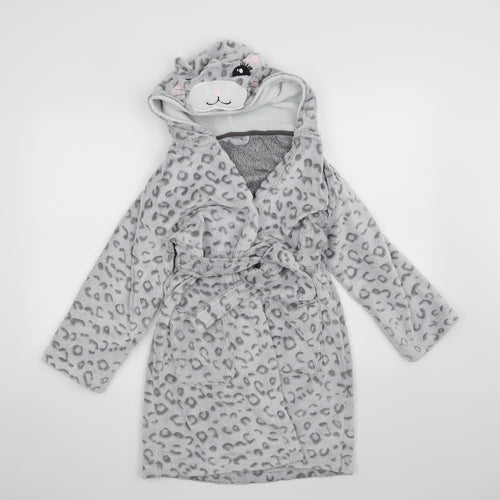 George Girls Grey Animal Print  Top Robe Size 9-10 Years