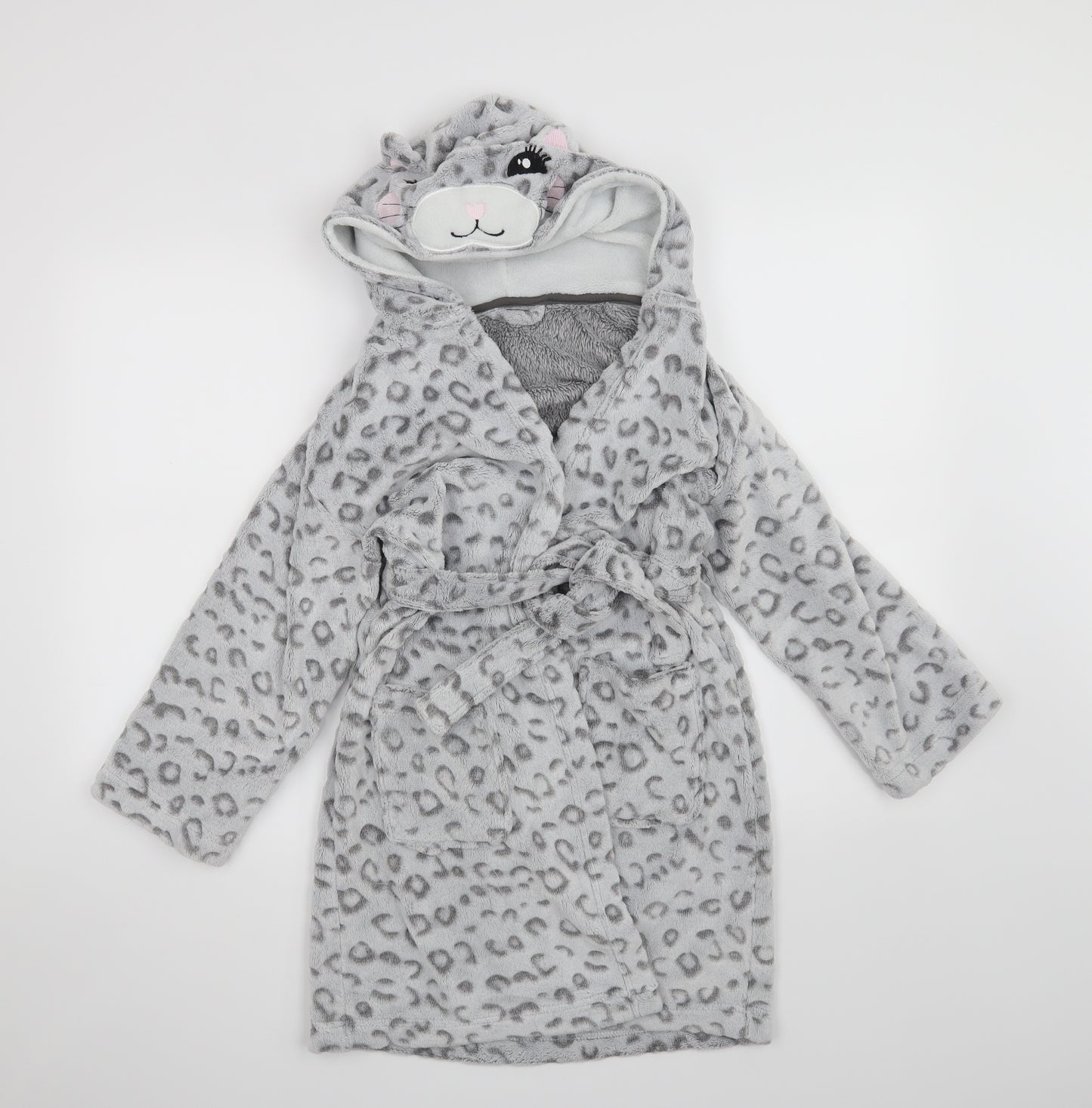 George Girls Grey Animal Print  Top Robe Size 9-10 Years
