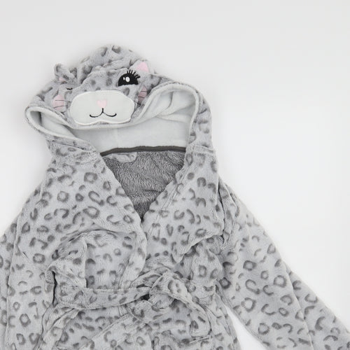 George Girls Grey Animal Print  Top Robe Size 9-10 Years