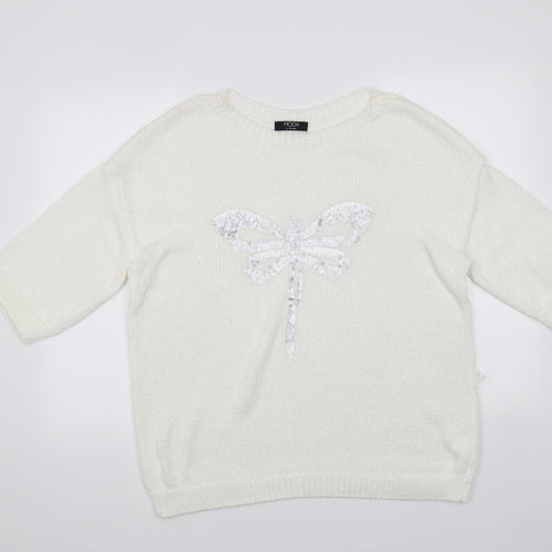 Moda Womens White   Pullover Jumper Size 18