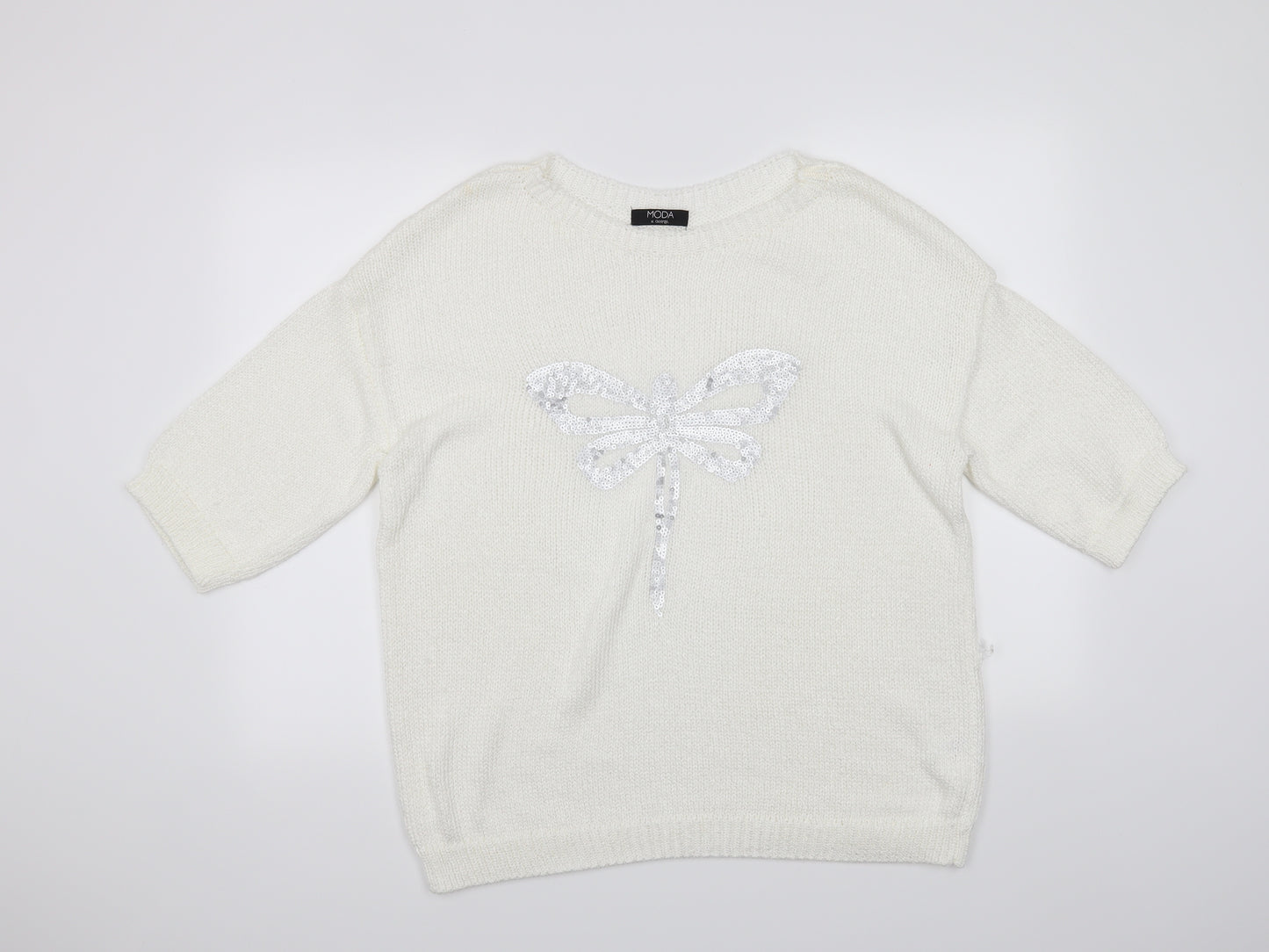 Moda Womens White   Pullover Jumper Size 18