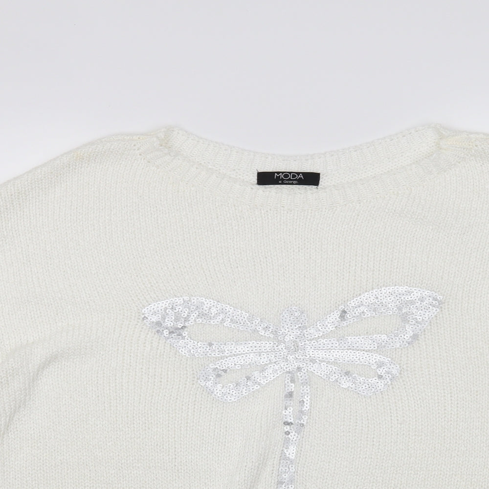 Moda Womens White   Pullover Jumper Size 18