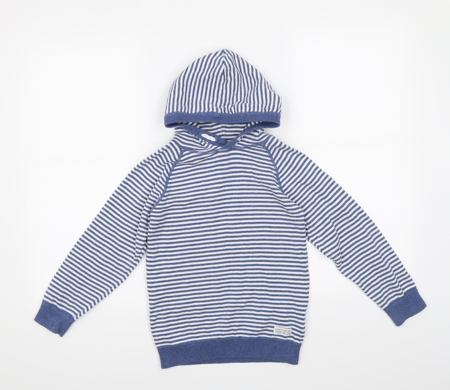 H&M Boys Blue Striped  Pullover Hoodie Size 7-8 Years