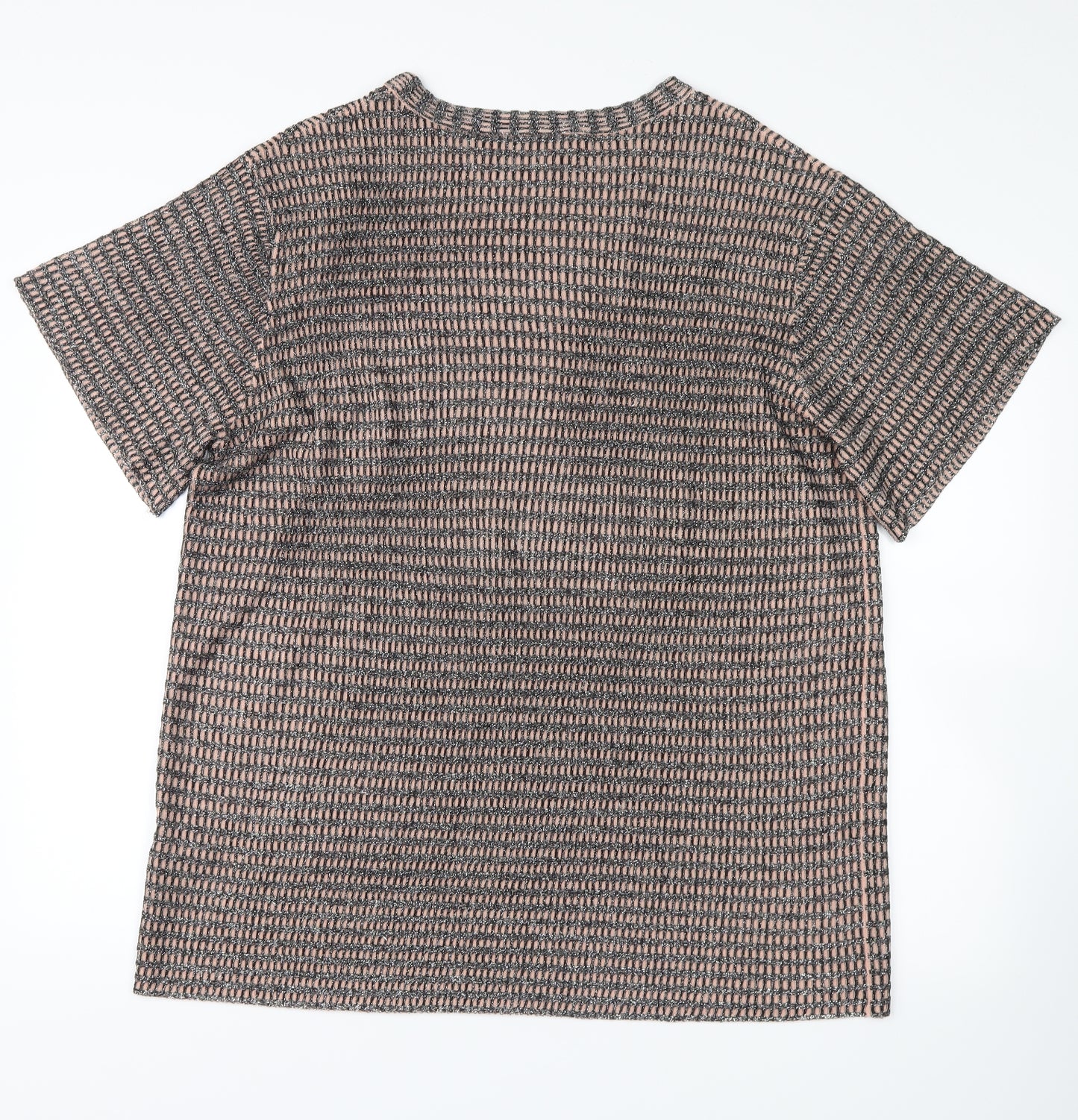 Zara Womens Pink Check  Basic T-Shirt Size S
