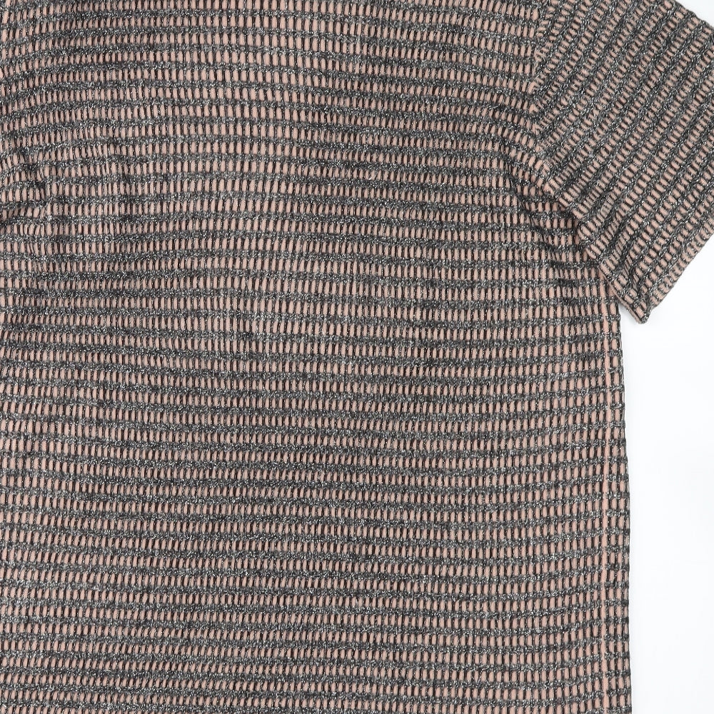 Zara Womens Pink Check  Basic T-Shirt Size S