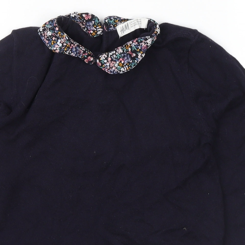 H&M Girls Blue Floral  Pullover Jumper Size 5-6 Years
