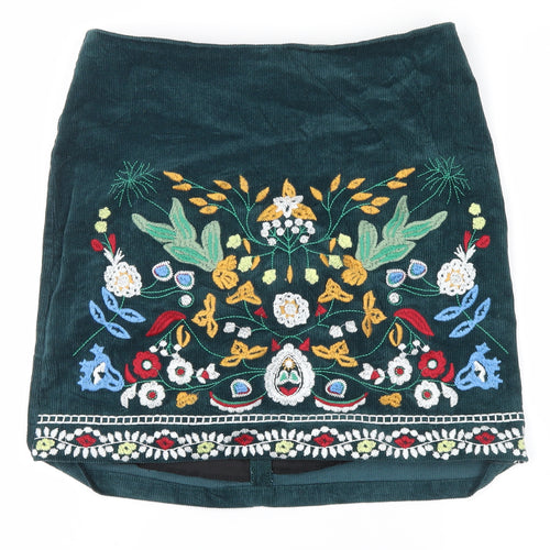 SIMPLEE Womens Green Floral  Cargo Skirt Size L