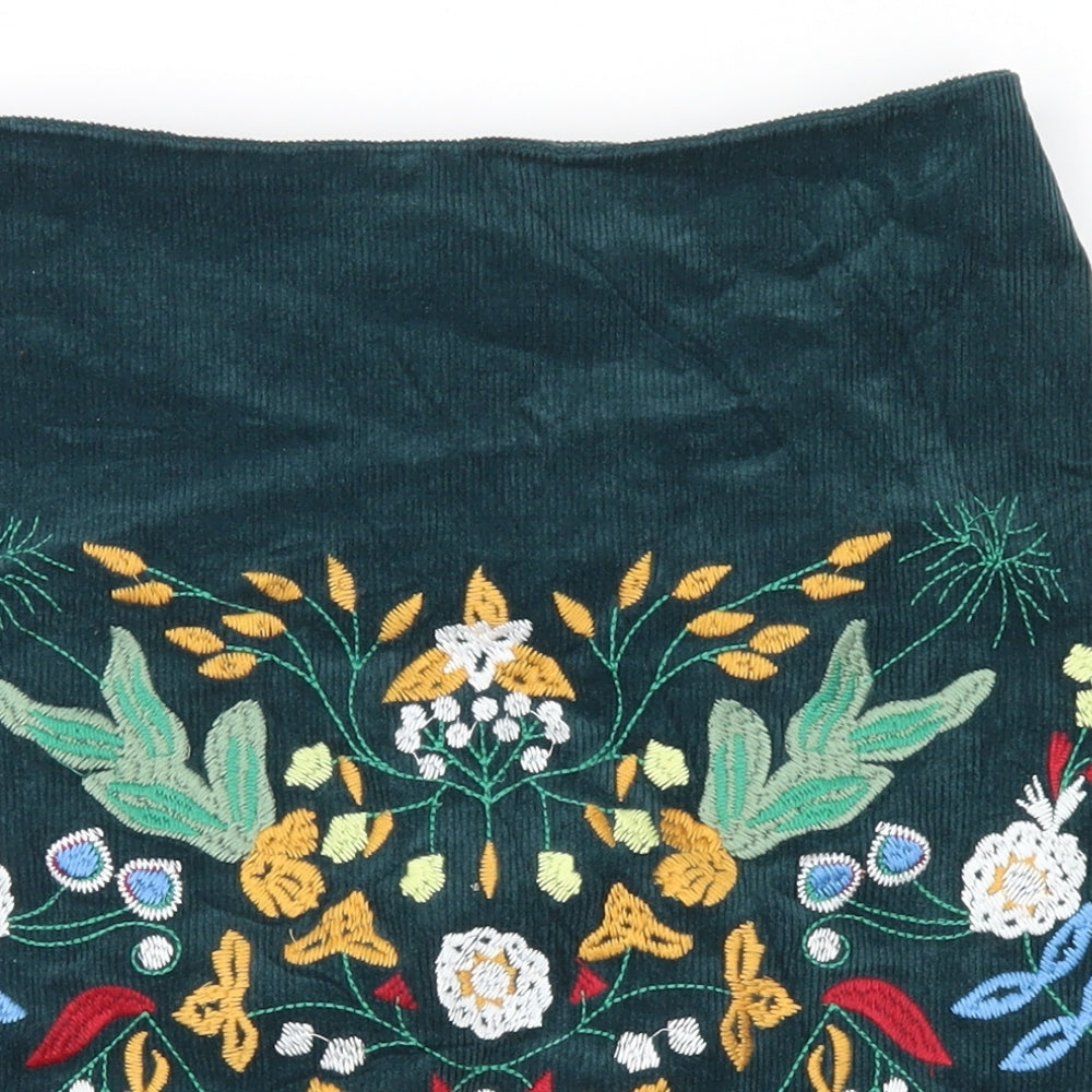 SIMPLEE Womens Green Floral  Cargo Skirt Size L