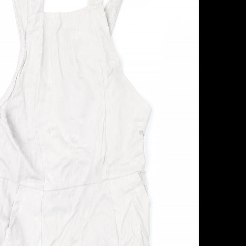 Boohoo Womens White   Dungaree One-Piece Size 10