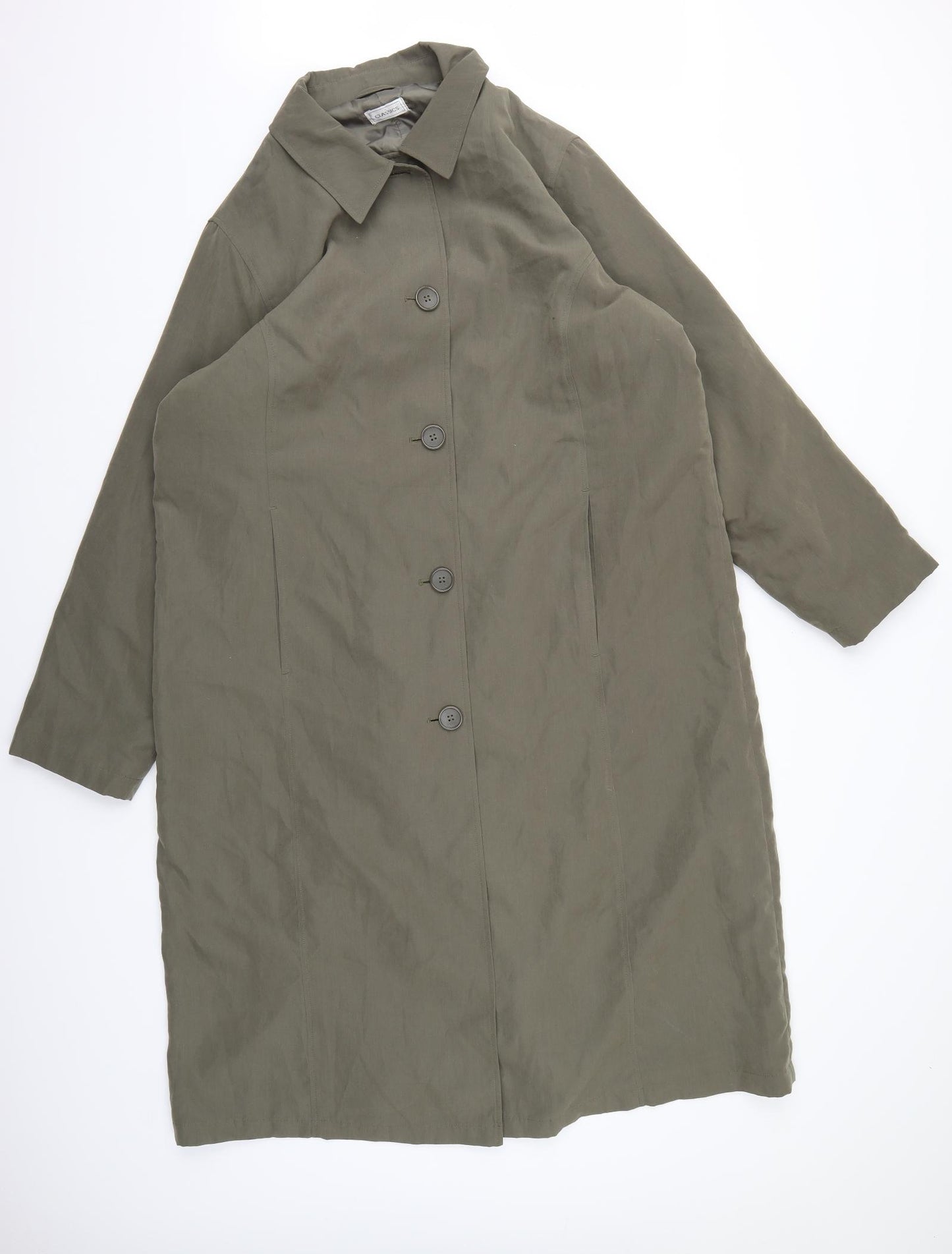Classics Womens Green   Trench Coat Coat Size 22