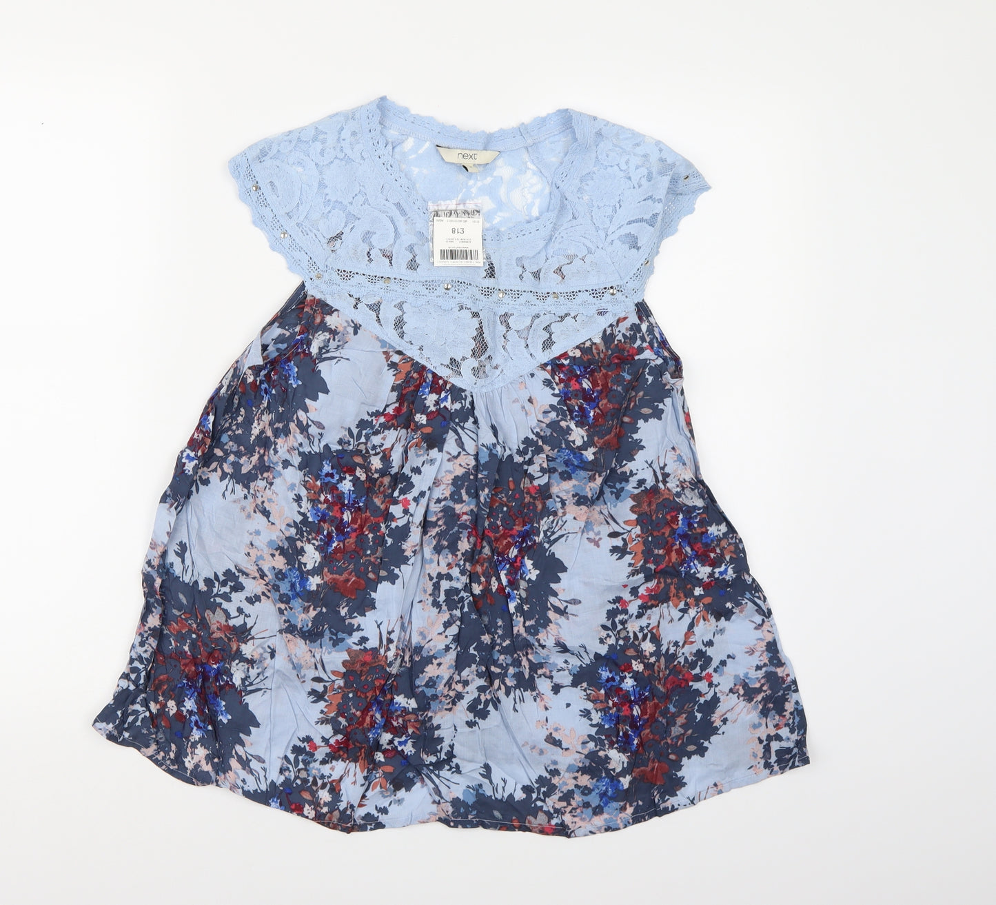 NEXT Womens Blue Floral Lace Basic Blouse Size 6