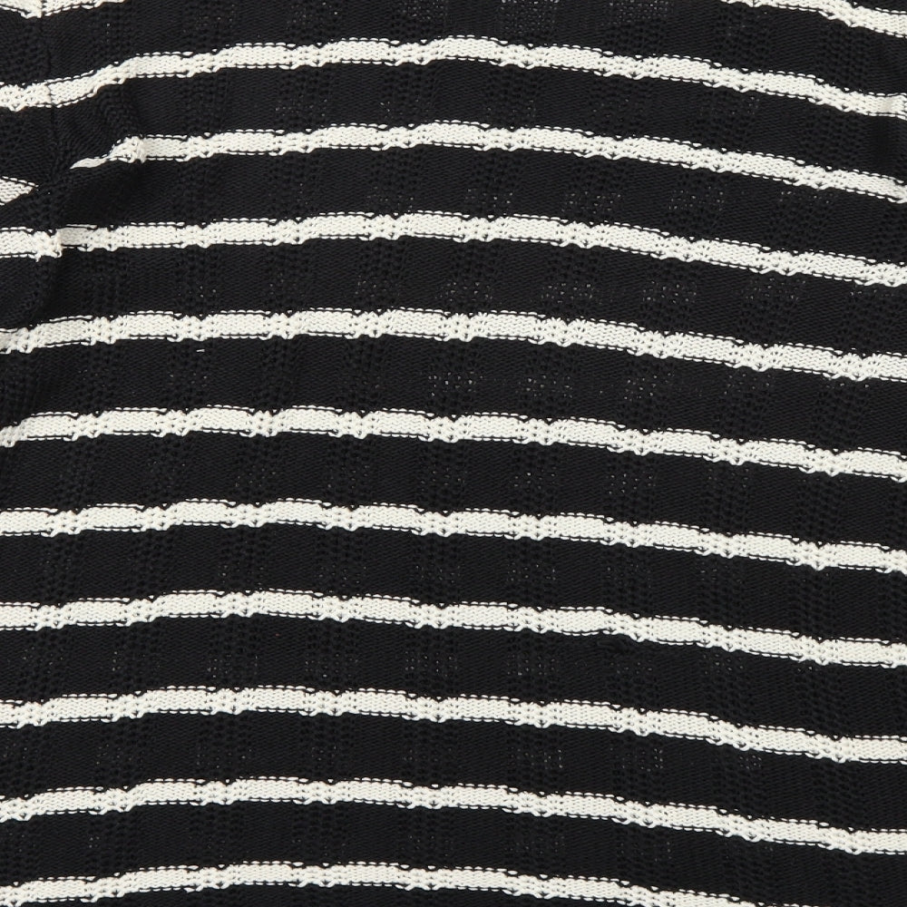 Long Tall Sally Womens Black Striped Knit Pullover Jumper Size L