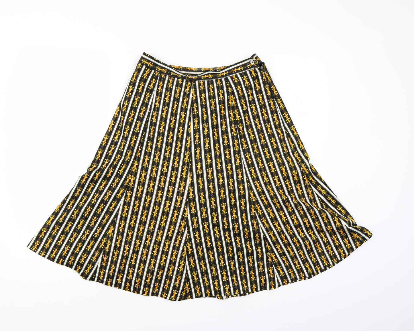 Preworn Womens Black Geometric  A-Line Skirt