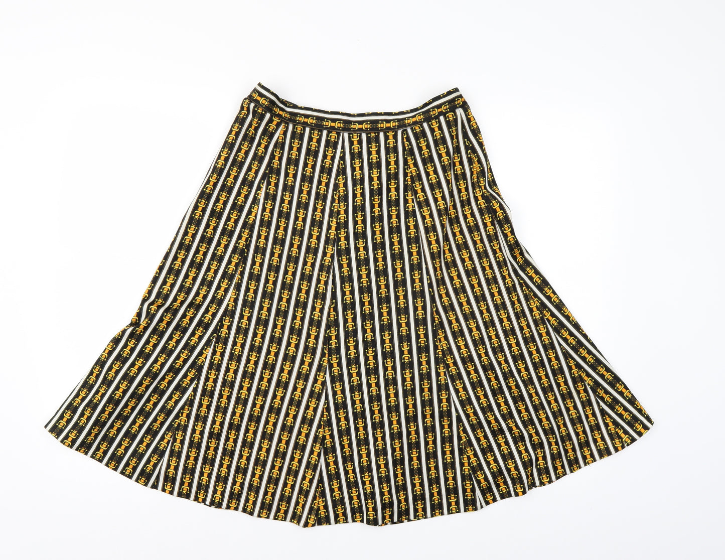 Preworn Womens Black Geometric  A-Line Skirt