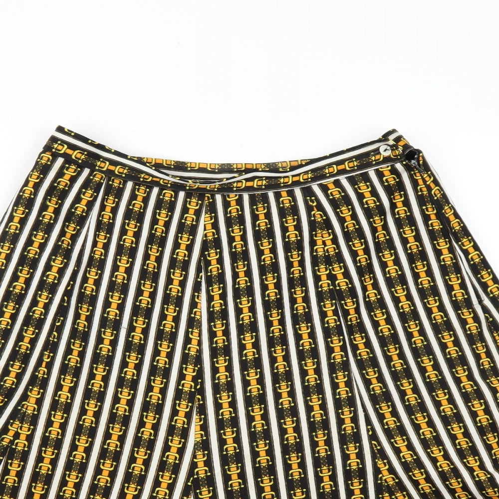 Preworn Womens Black Geometric  A-Line Skirt