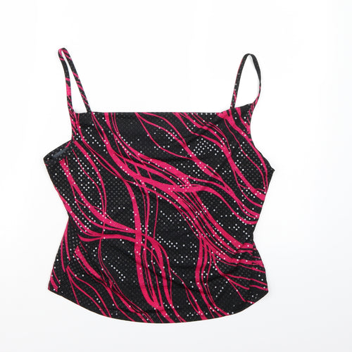 Etam Womens Black Geometric  Cropped Tank Size 14