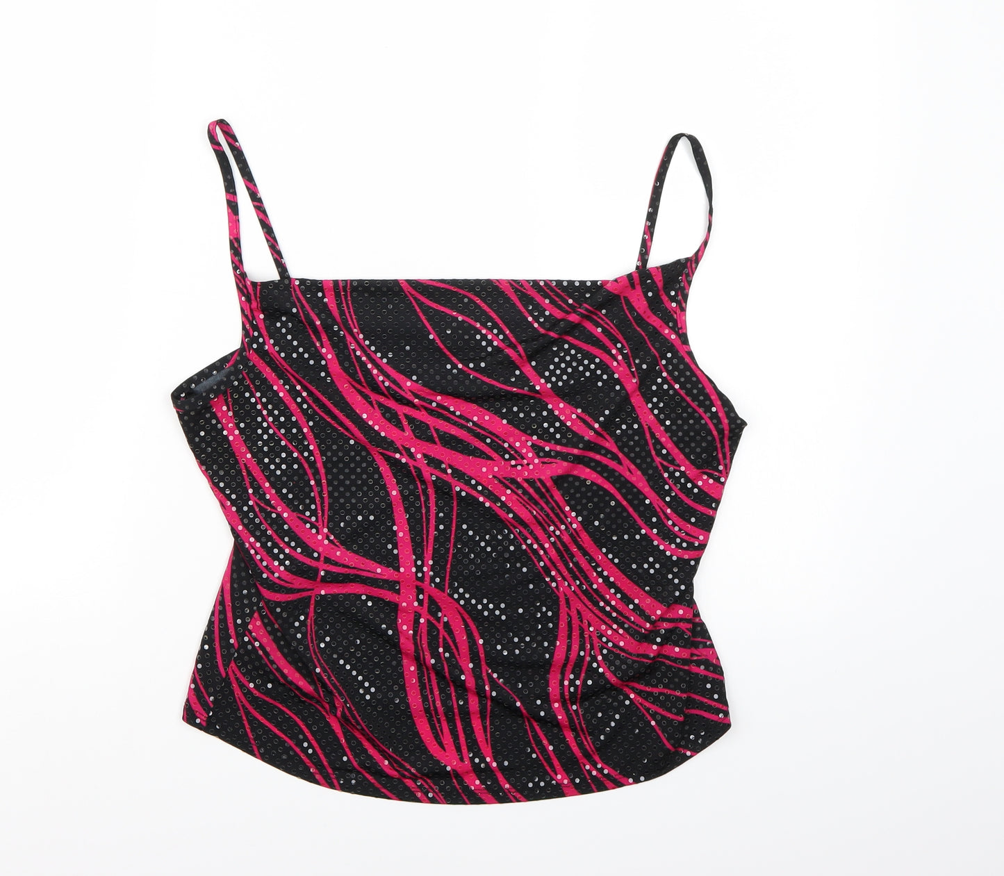 Etam Womens Black Geometric  Cropped Tank Size 14