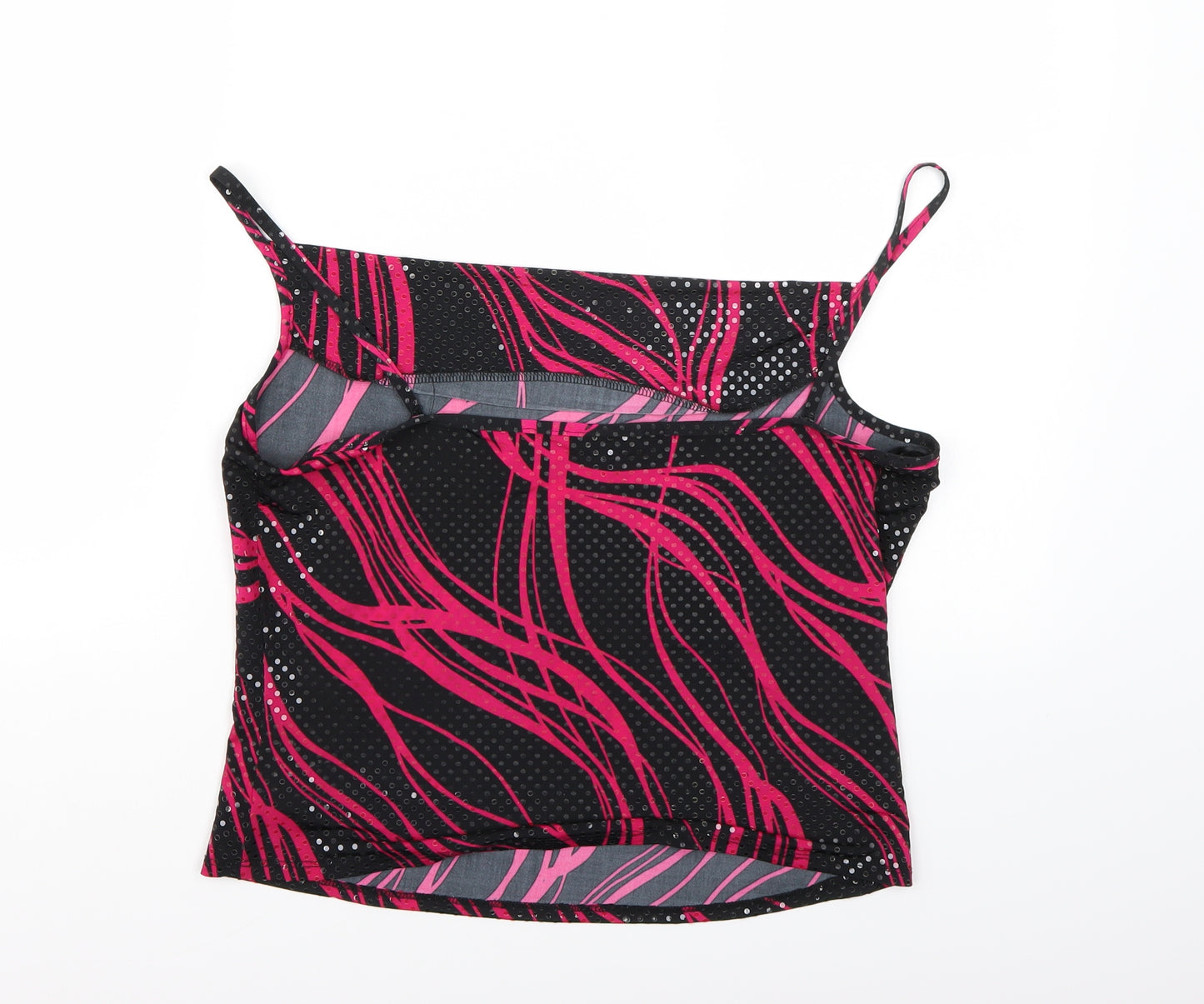 Etam Womens Black Geometric  Cropped Tank Size 14
