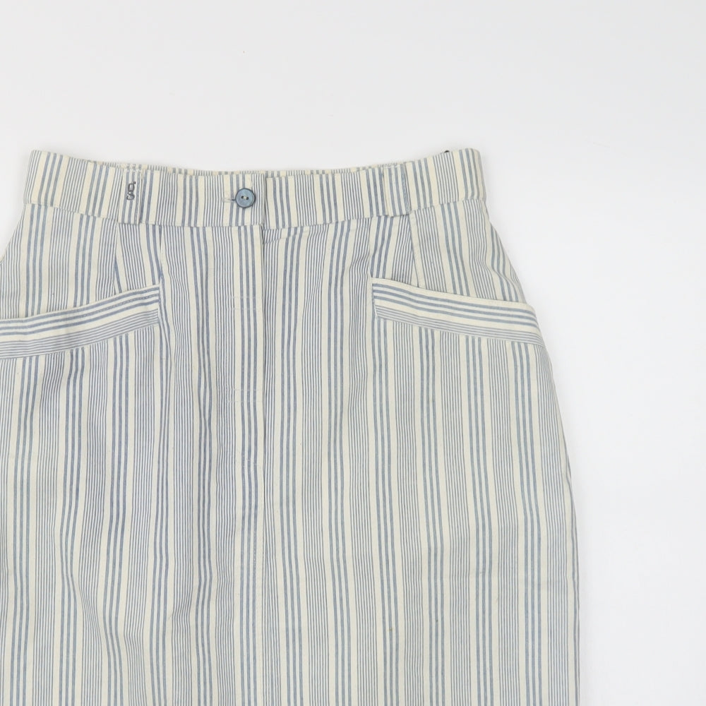 GARDEUR Womens Blue Striped  A-Line Skirt Size 12