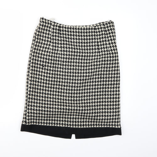Preworn Womens Black Houndstooth  A-Line Skirt