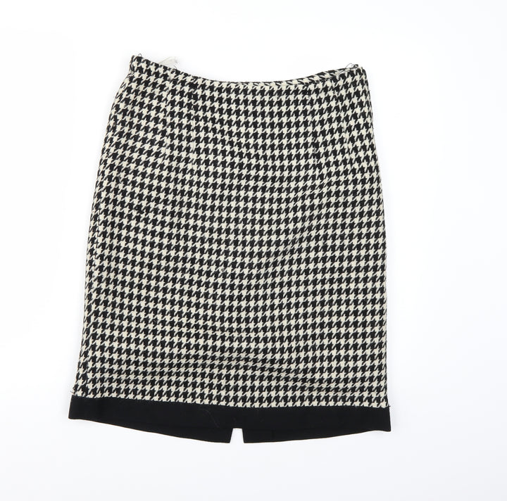 Preworn Womens Black Houndstooth  A-Line Skirt