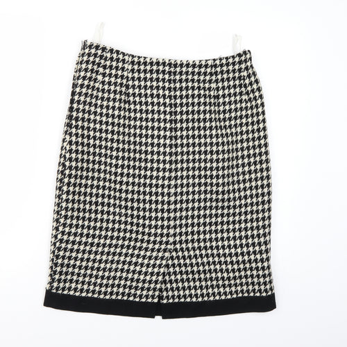 Preworn Womens Black Houndstooth  A-Line Skirt