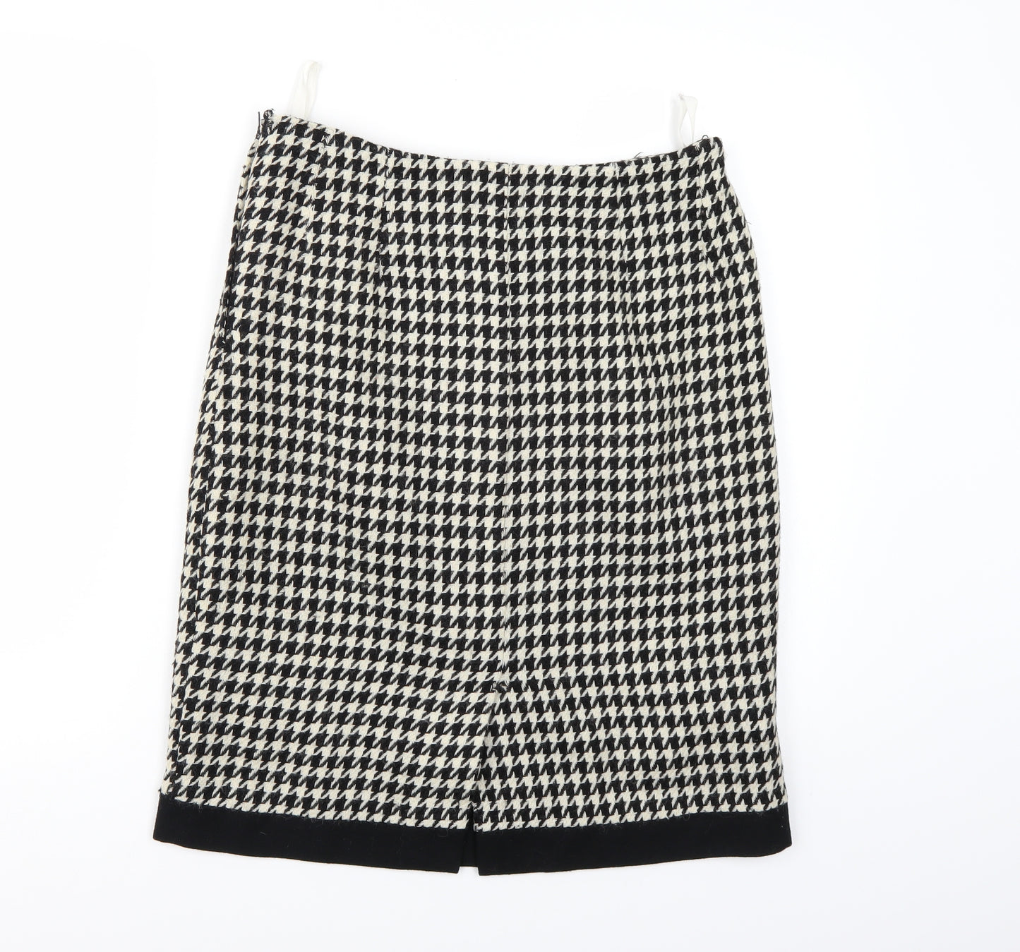 Preworn Womens Black Houndstooth  A-Line Skirt