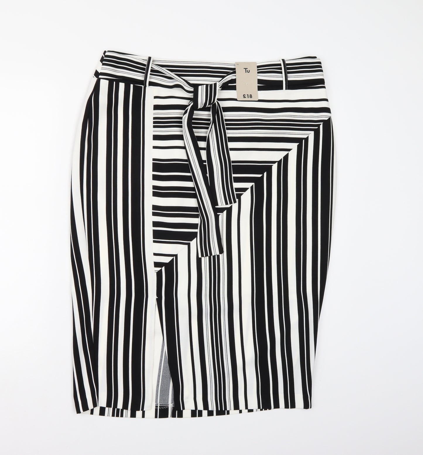 TU Womens Black Striped  A-Line Skirt Size 16