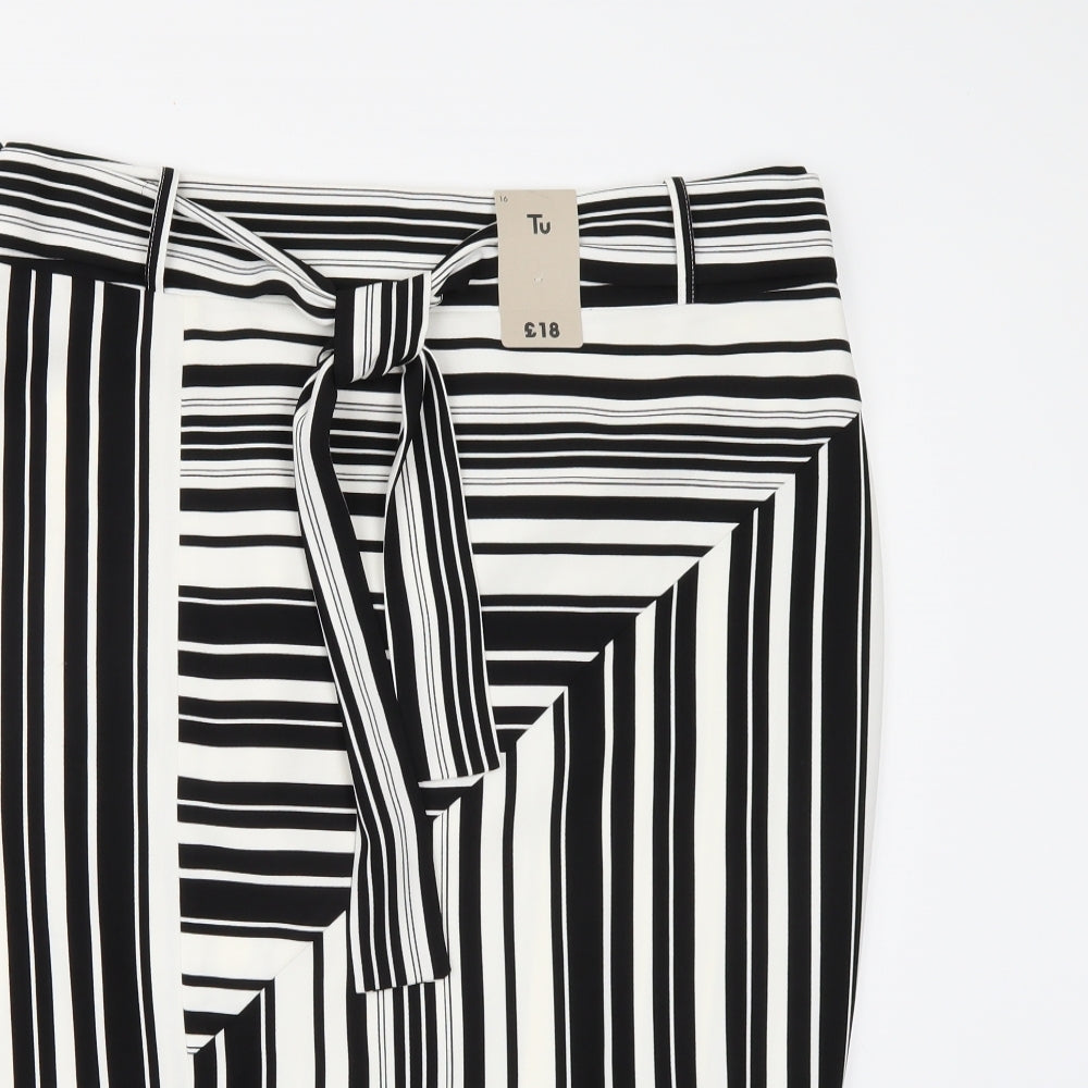 TU Womens Black Striped  A-Line Skirt Size 16