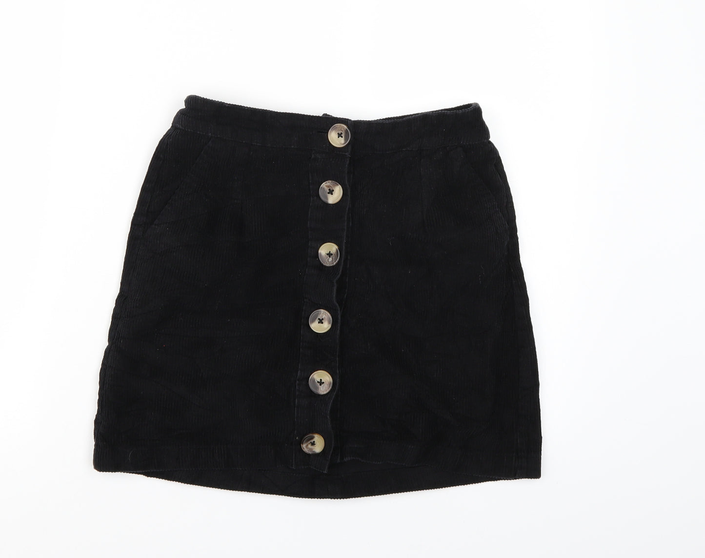 Papaya Womens Black  Corduroy A-Line Skirt Size 8