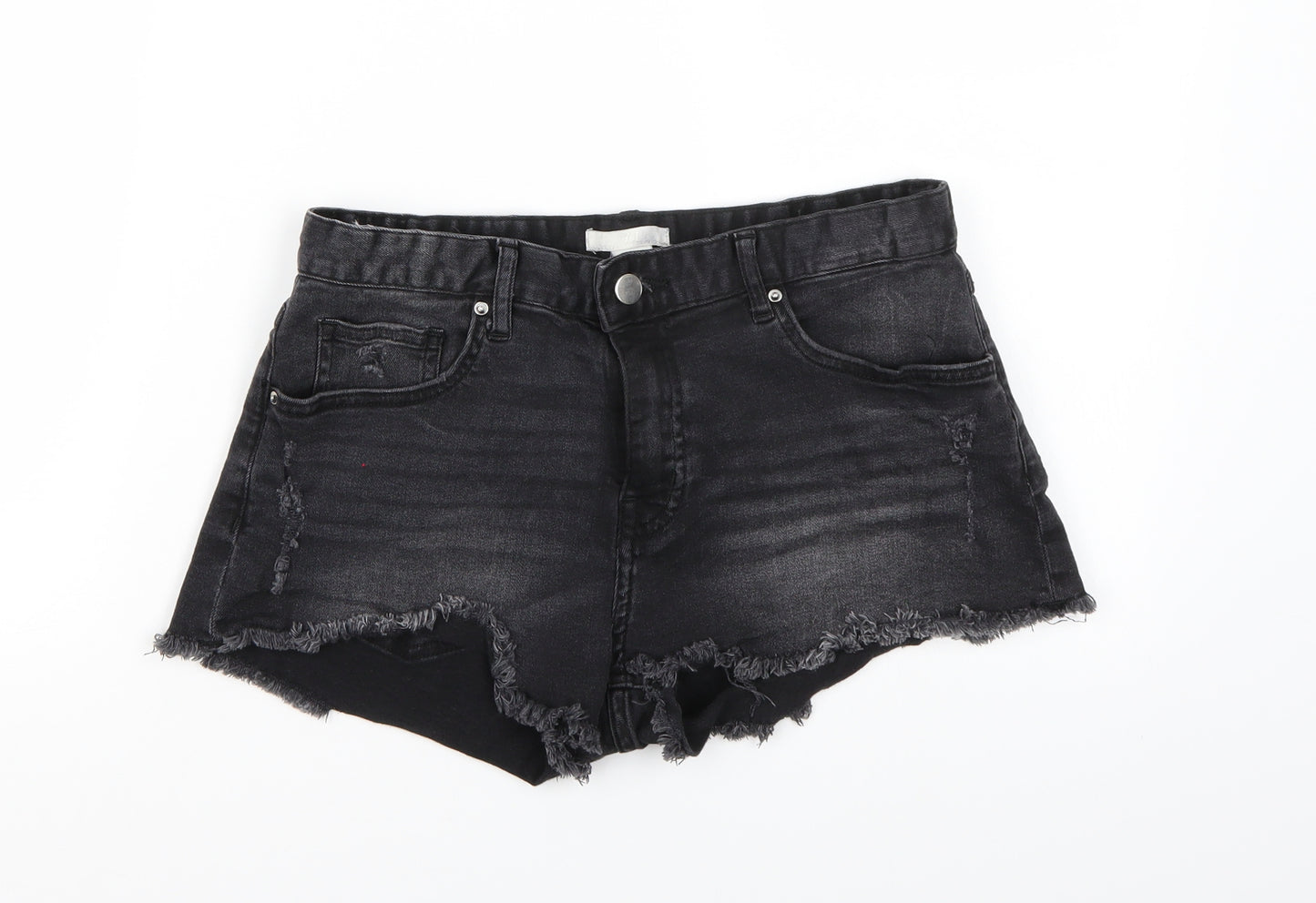 H&M Womens Black  Denim Hot Pants Shorts Size 10