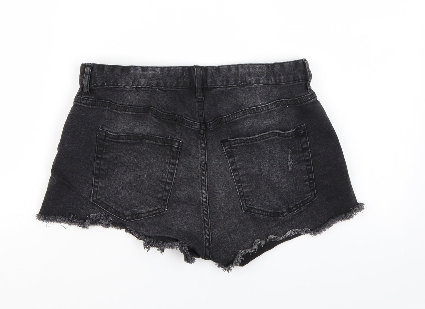 H&M Womens Black  Denim Hot Pants Shorts Size 10