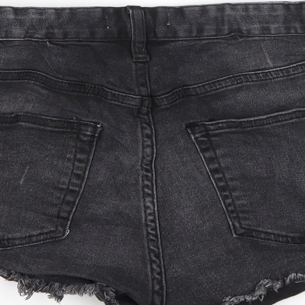 H&M Womens Black  Denim Hot Pants Shorts Size 10
