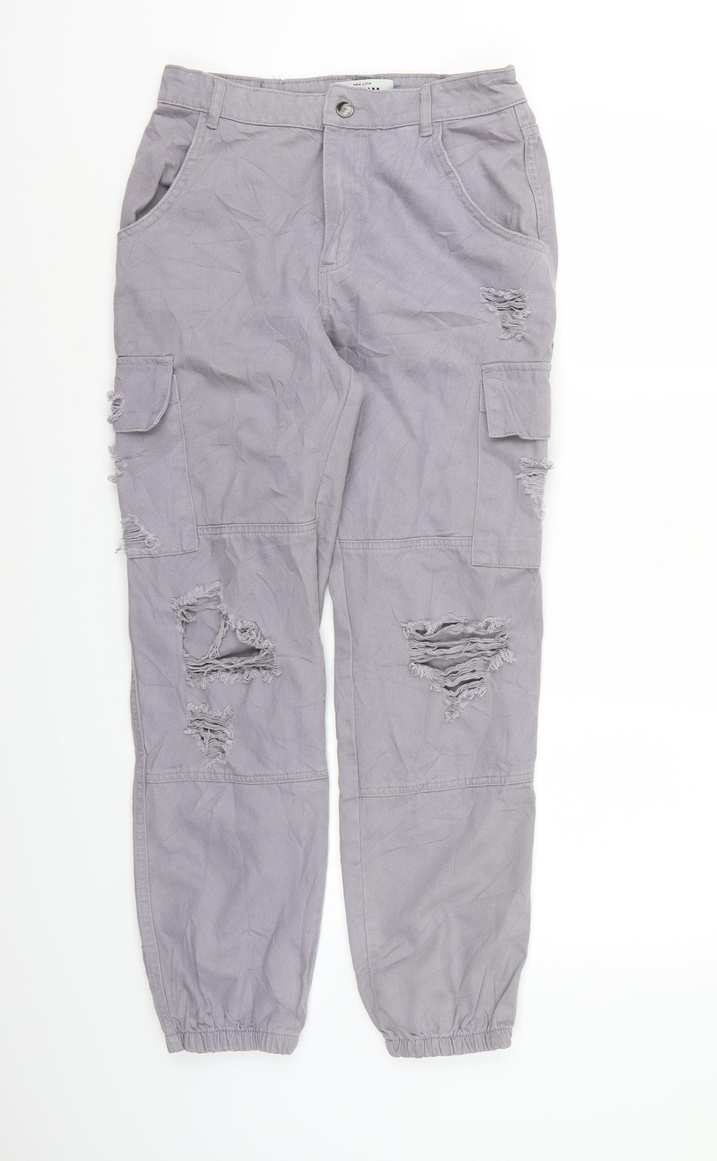 New Look Womens Purple  Denim Cargo Trousers Size 10 L27 in