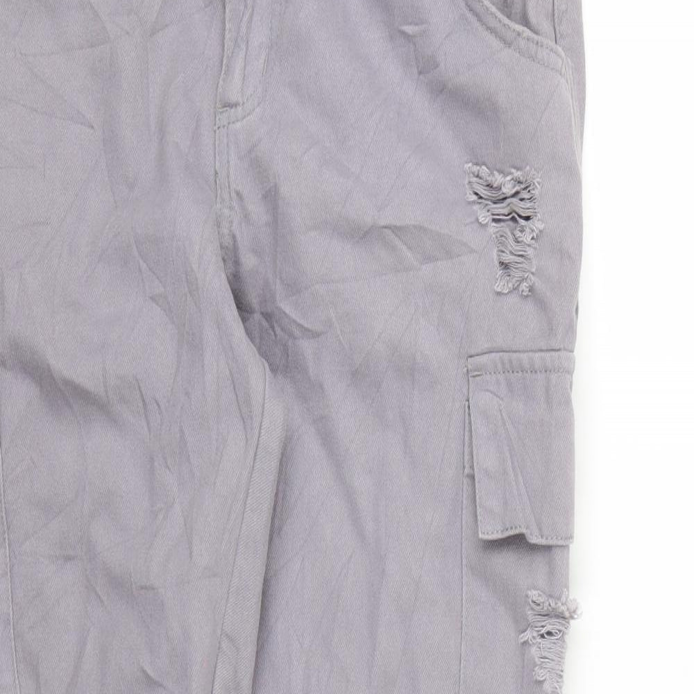 New Look Womens Purple  Denim Cargo Trousers Size 10 L27 in