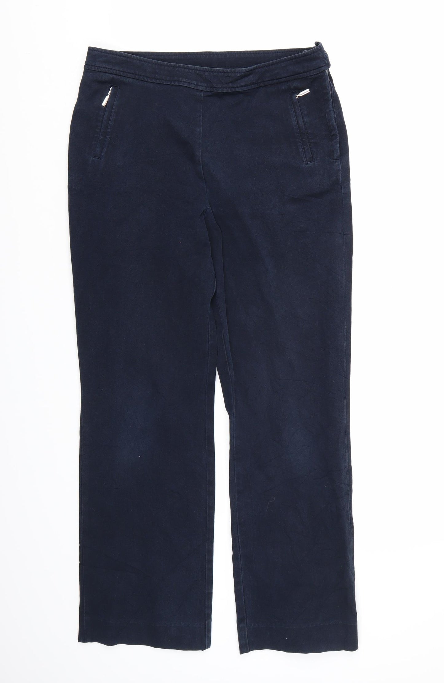 Marks and Spencer Womens Blue  Denim Wide-Leg Jeans Size 12 L28 in