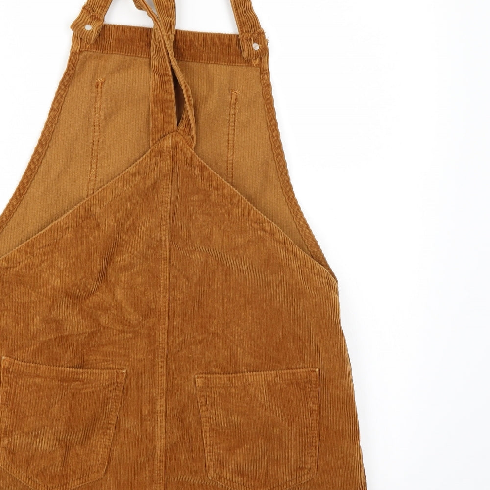Topshop Womens Brown  Corduroy Pinafore/Dungaree Dress  Size 10