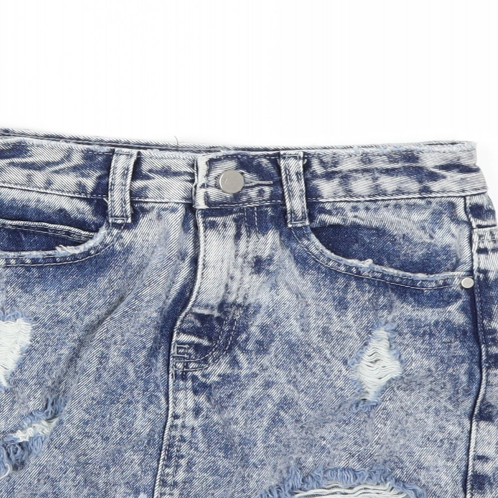 Missguided Womens Blue  Denim A-Line Skirt Size 4