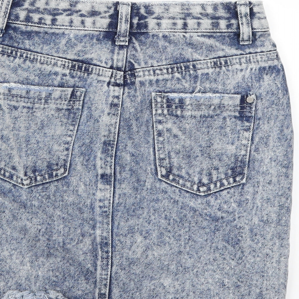 Missguided Womens Blue  Denim A-Line Skirt Size 4