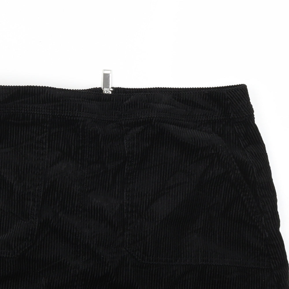 Marks and Spencer Womens Black  Corduroy A-Line Skirt Size 8