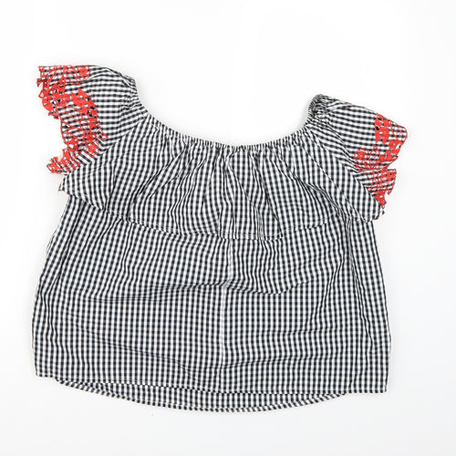 New Look Womens Black Check  Basic Blouse Size 8