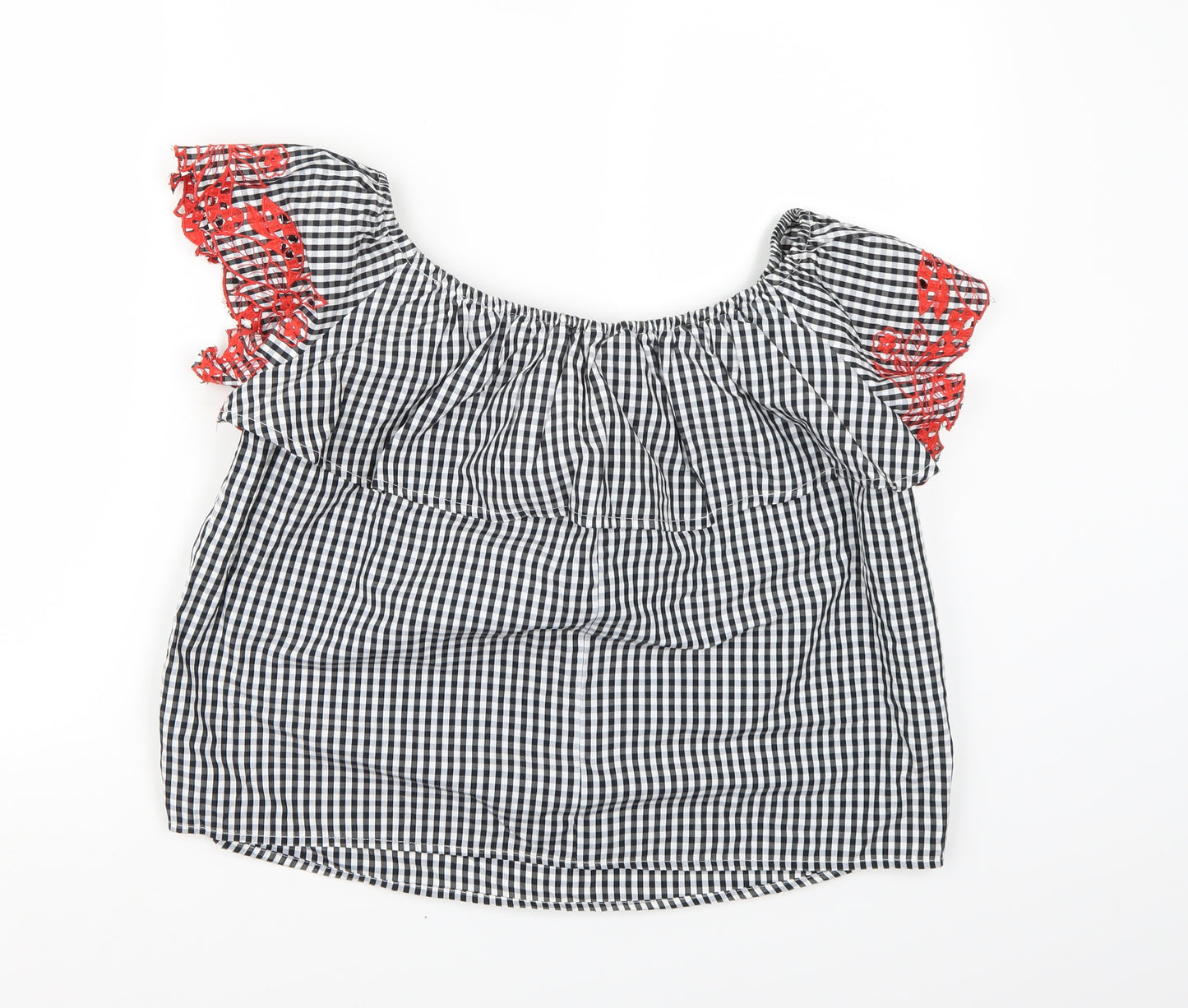 New Look Womens Black Check  Basic Blouse Size 8