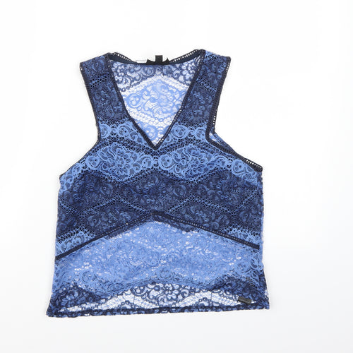 Topshop Womens Blue  Lace Cropped Tank Size 8