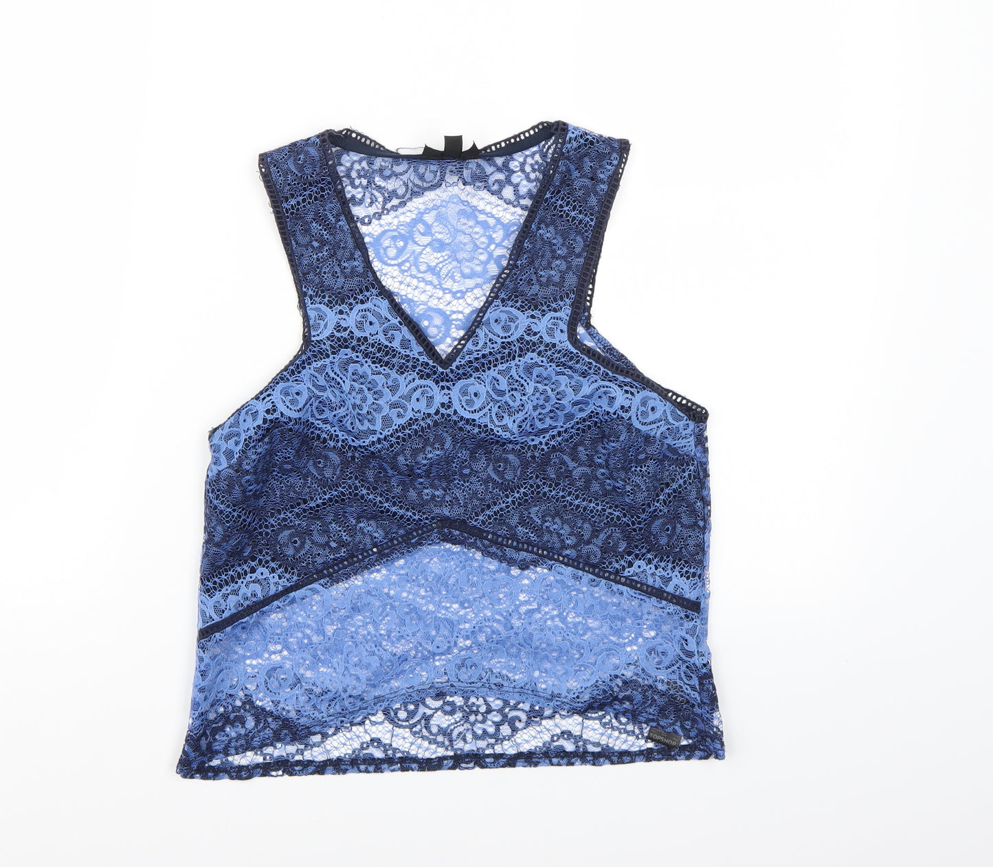 Topshop Womens Blue  Lace Cropped Tank Size 8